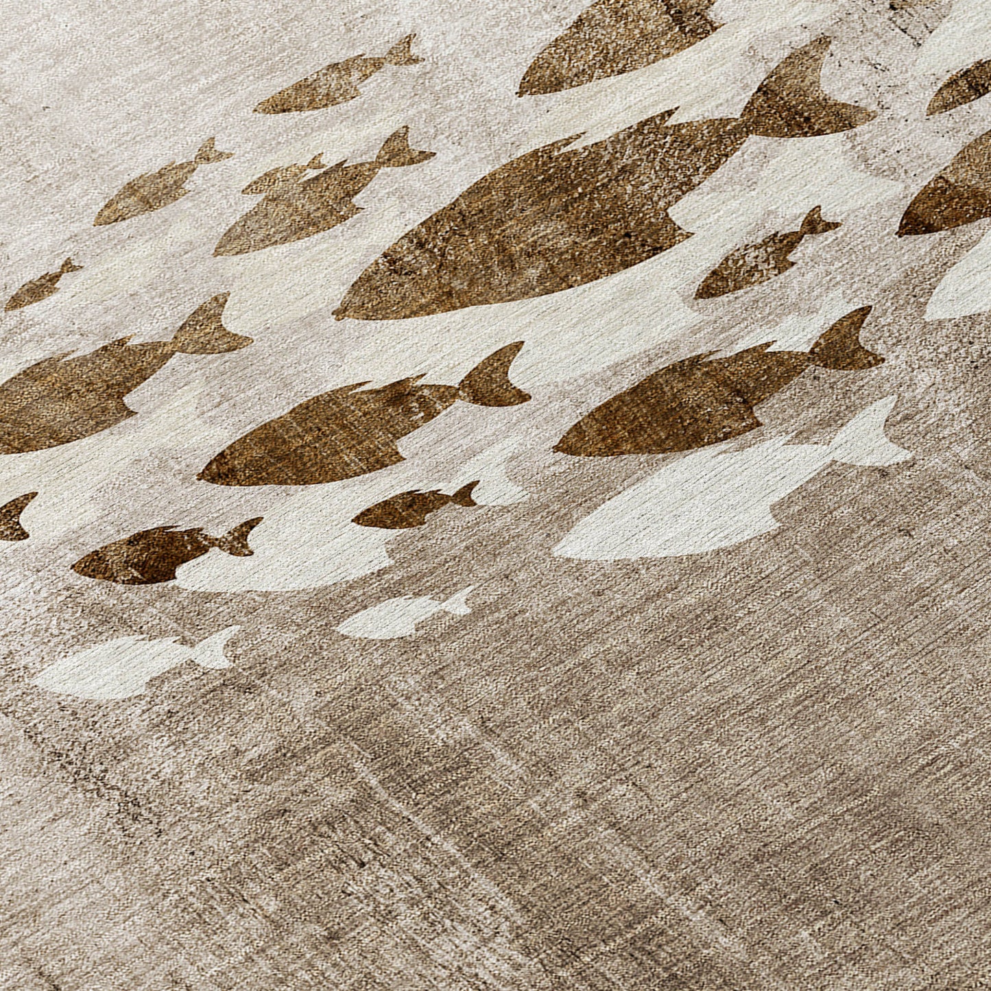 8' Taupe Brown And Khaki Round Nautical Washable Indoor Outdoor Area Rug