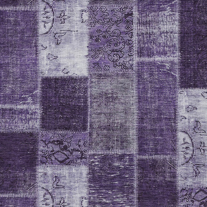 9' X 12' Purple Eggplant And Lavender Patchwork Washable Indoor Outdoor Area Rug