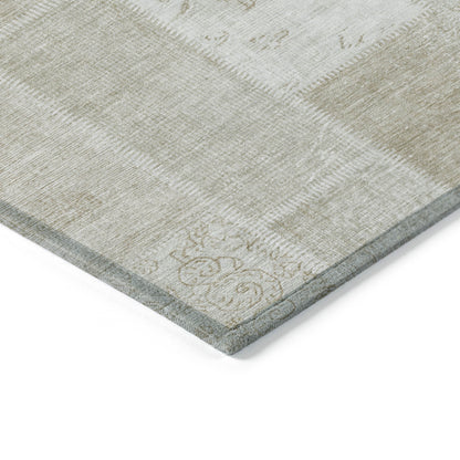 3' X 5' Taupe Beige And Tan Patchwork Washable Indoor Outdoor Area Rug