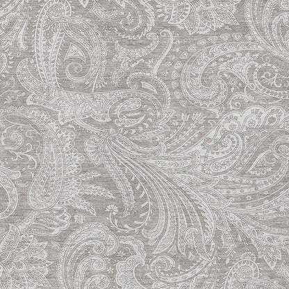 5' X 8' Taupe Beige And Ivory Paisley Washable Indoor Outdoor Area Rug
