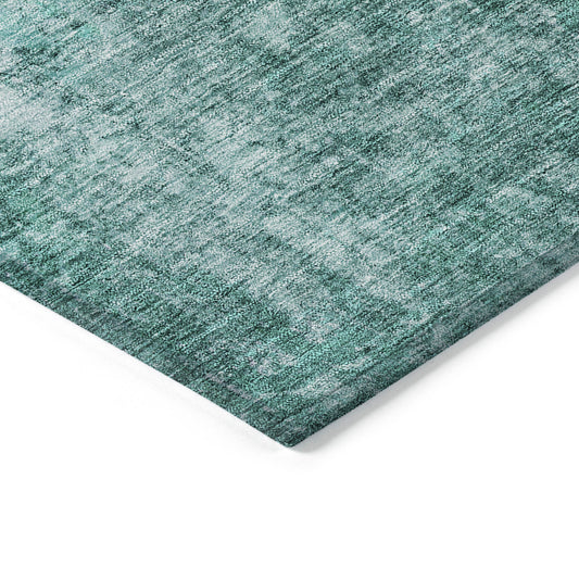 9' X 12' Teal Blue Green And Gray Abstract Washable Indoor Outdoor Area Rug