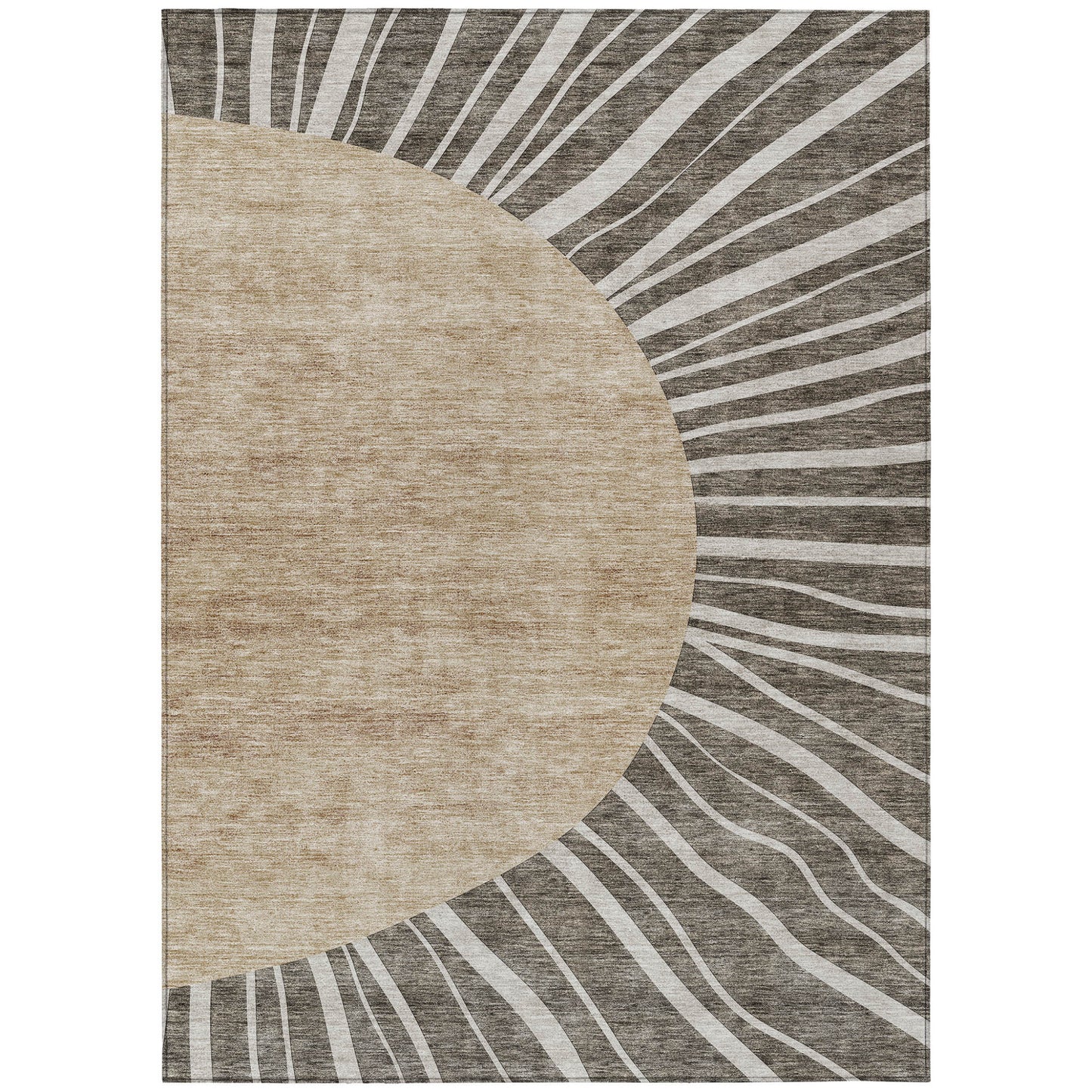 10' X 14' Chocolate Beige And Taupe Abstract Washable Indoor Outdoor Area Rug