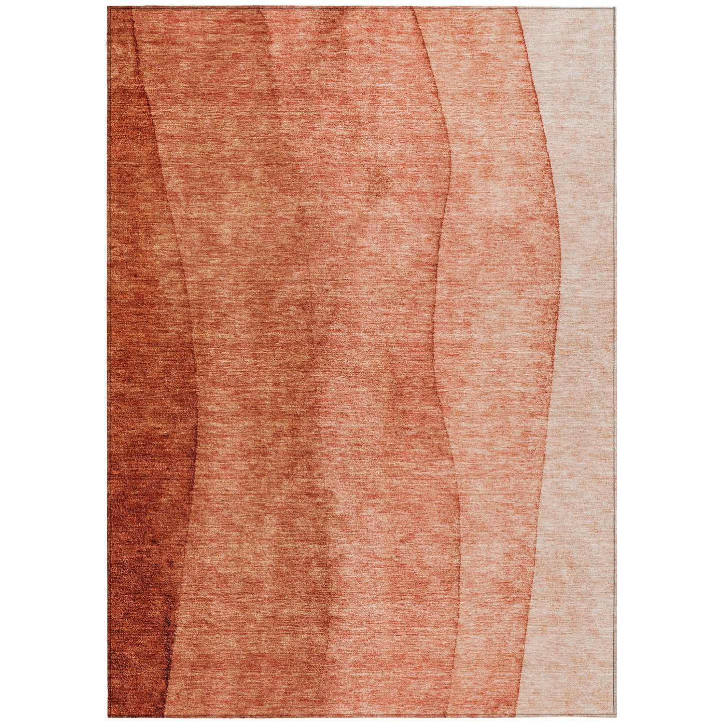 9' X 12' Red Copper And Terra Cotta Ombre Washable Indoor Outdoor Area Rug