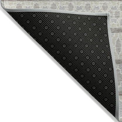 3' X 5' Ivory Beige And Taupe Quatrefoil Washable Indoor Outdoor Area Rug