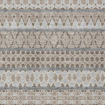 5' X 8' Taupe Beige And Gray Quatrefoil Washable Indoor Outdoor Area Rug