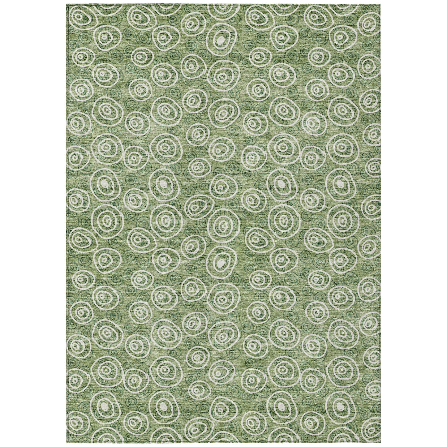 3' X 5' Green And Ivory Geometric Washable Indoor Outdoor Area Rug