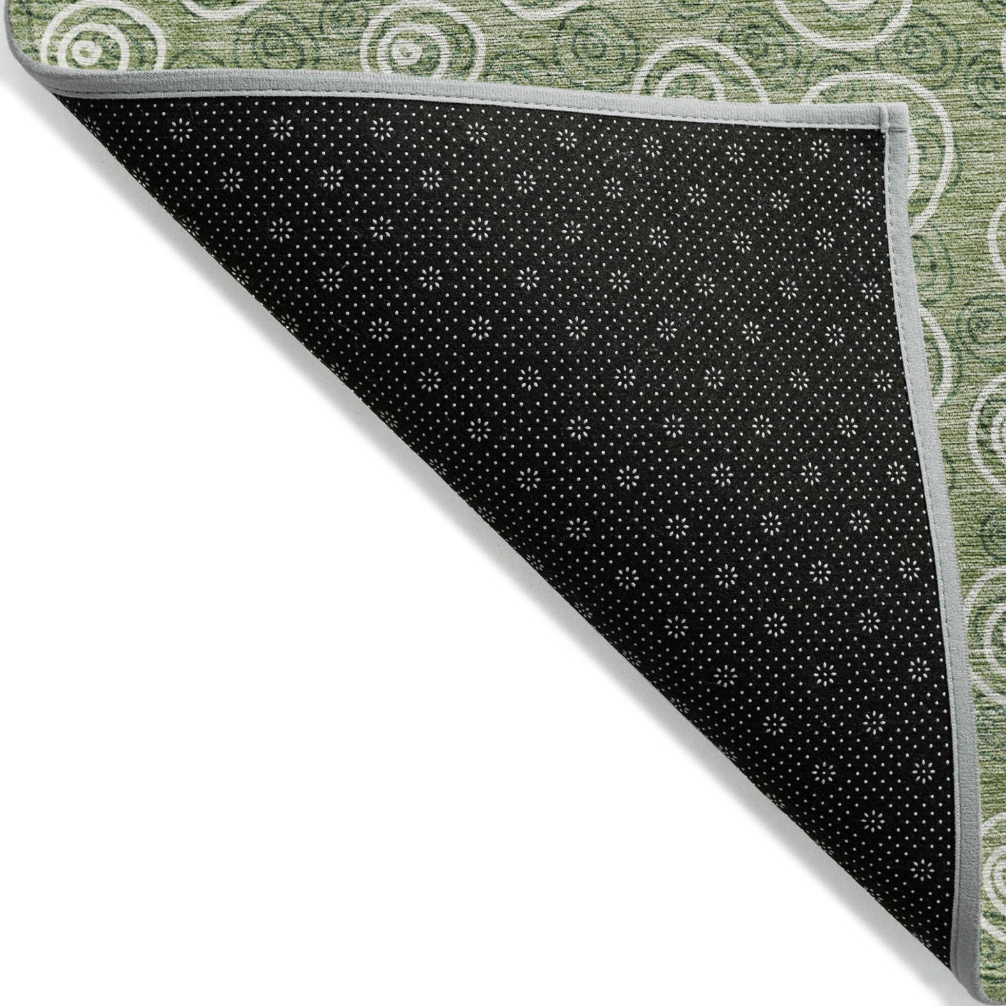 3' X 5' Green And Ivory Geometric Washable Indoor Outdoor Area Rug