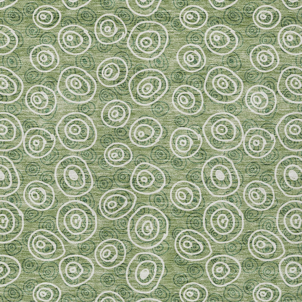 3' X 5' Green And Ivory Geometric Washable Indoor Outdoor Area Rug