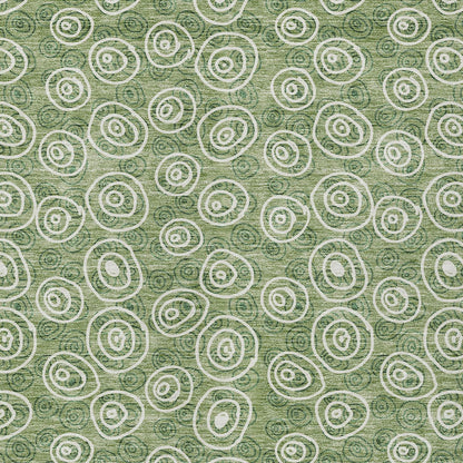 3' X 5' Green And Ivory Geometric Washable Indoor Outdoor Area Rug