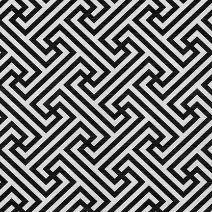 9' X 12' Black And Ivory Geometric Washable Indoor Outdoor Area Rug