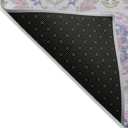 8' X 10' Blush Lavender And Purple Floral Washable Indoor Outdoor Area Rug