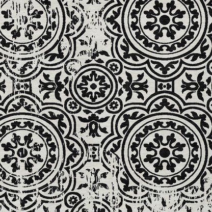 10' X 14' Black And Ivory Medallion Washable Indoor Outdoor Area Rug