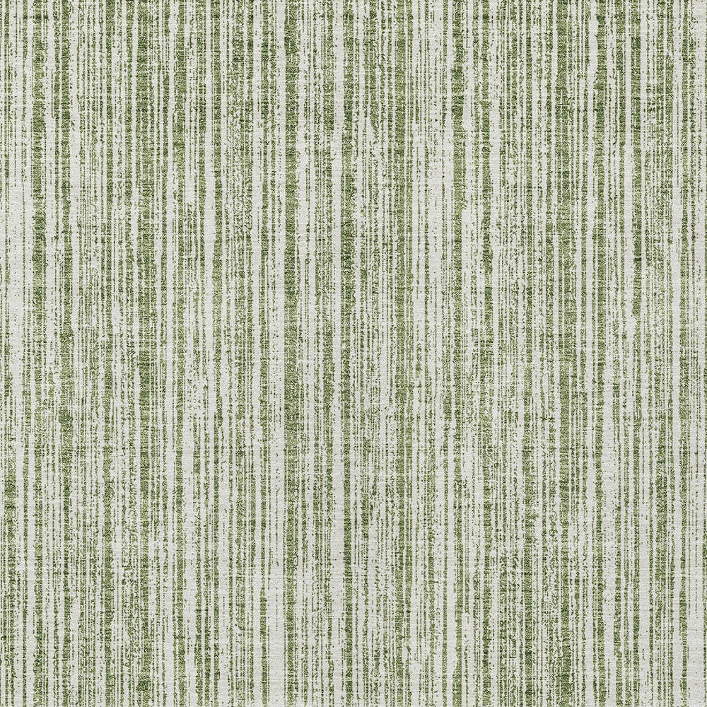 10' X 14' Green And Ivory Striped Washable Indoor Outdoor Area Rug