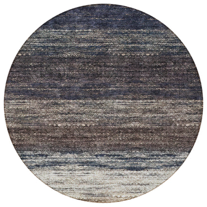 8' Beige Ivory And Brown Round Ombre Washable Indoor Outdoor Area Rug