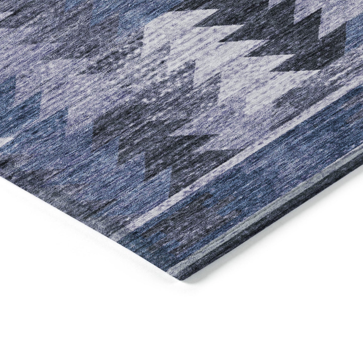 3' X 5' Navy Blue And Sky Blue Southwestern Washable Indoor Outdoor Area Rug