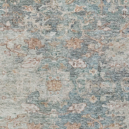 3' X 5' Green Blue And Gray Oriental Washable Indoor Outdoor Area Rug