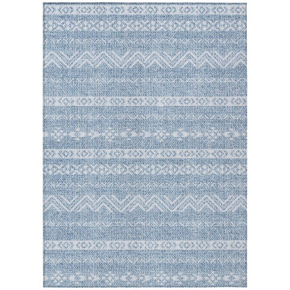 3' X 5' Blue And Denim Blue Southwestern Washable Indoor Outdoor Area Rug