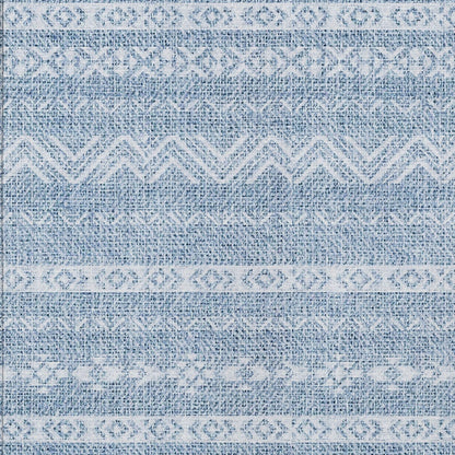 3' X 5' Blue And Denim Blue Southwestern Washable Indoor Outdoor Area Rug