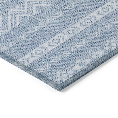 3' X 5' Blue And Denim Blue Southwestern Washable Indoor Outdoor Area Rug