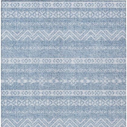 3' X 5' Blue And Denim Blue Southwestern Washable Indoor Outdoor Area Rug