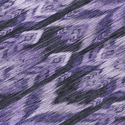 8' Purple Lavender And Plum Round Southwestern Washable Indoor Outdoor Area Rug