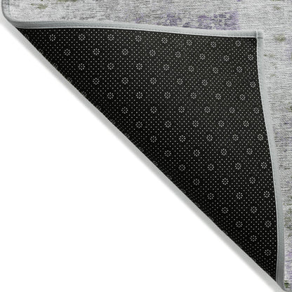 3' X 5' Olive Green And Gray Abstract Washable Indoor Outdoor Area Rug