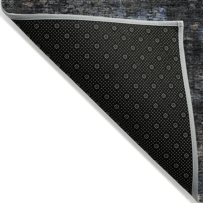 3' X 5' Charcoal Gray And Silver Abstract Washable Indoor Outdoor Area Rug