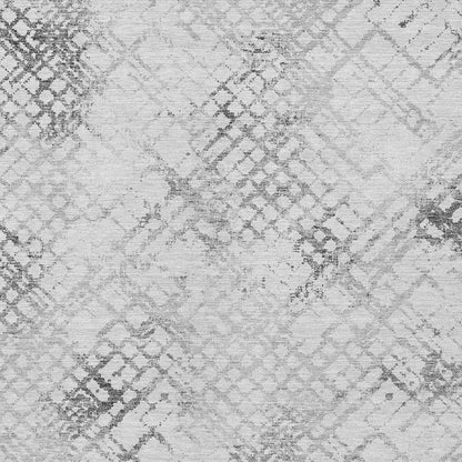 8' X 10' Gray Charcoal And Silver Geometric Washable Indoor Outdoor Area Rug