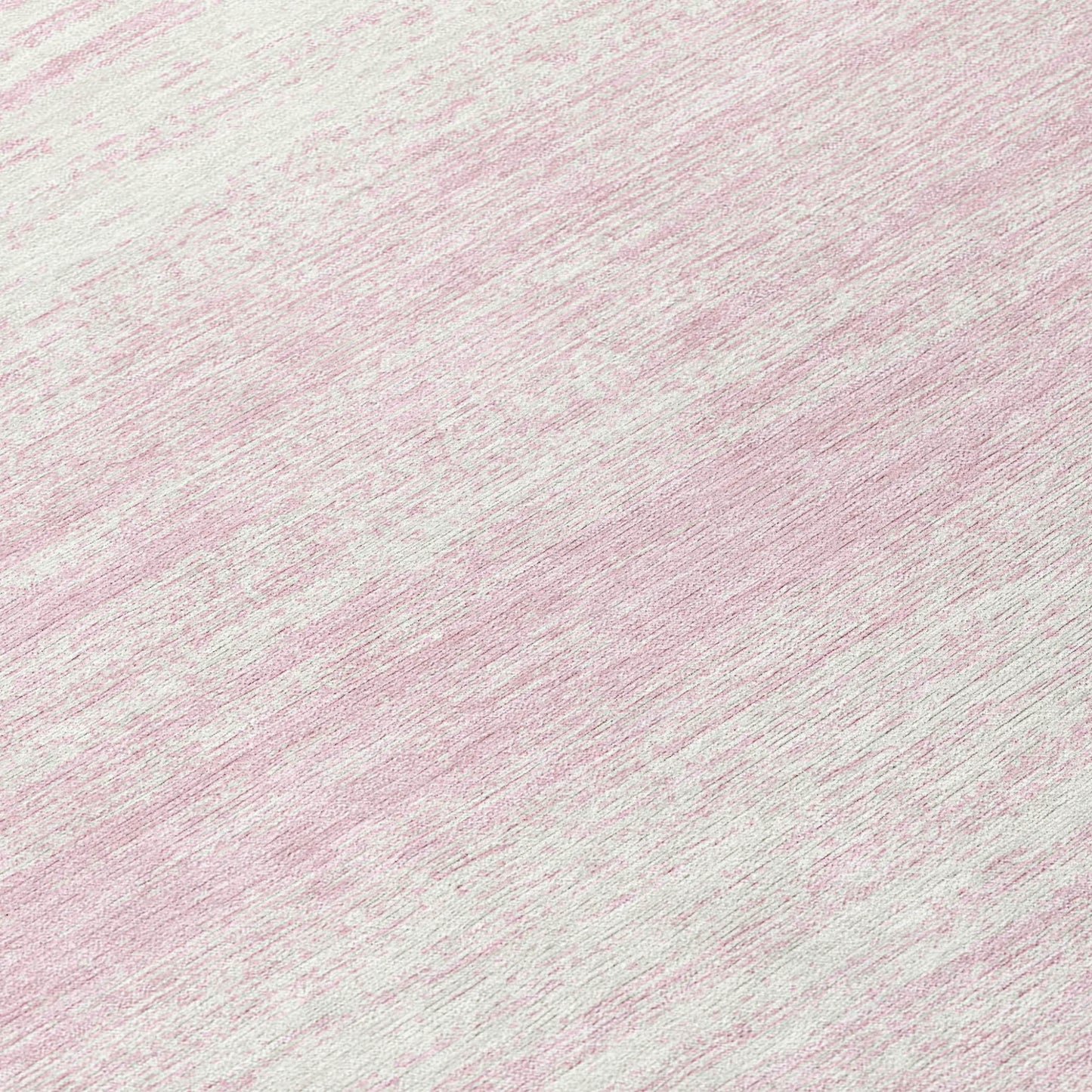 8' Pink And Ivory Round Striped Washable Indoor Outdoor Area Rug