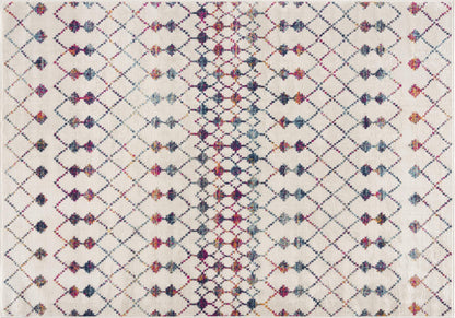 2' X 2' Beige Blue And Pink Geometric Square Rug