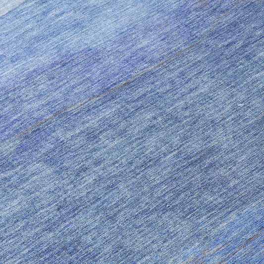 8' Blue Teal Blue And Sky Blue Round Abstract Washable Indoor Outdoor Area Rug