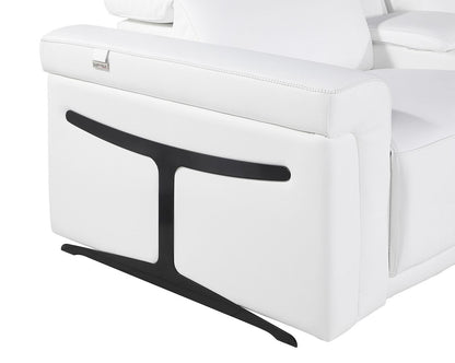White Italian Leather Power Reclining U Shaped Ten Piece Corner Sectional With Console