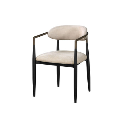 Set of 2 Beige and Black Armchair with Open Back