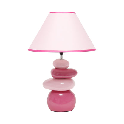 18" Dark Pink And Light Pink Ceramic Novelty Table Lamp LED With Dark Pink And Light Pink Empire Shade