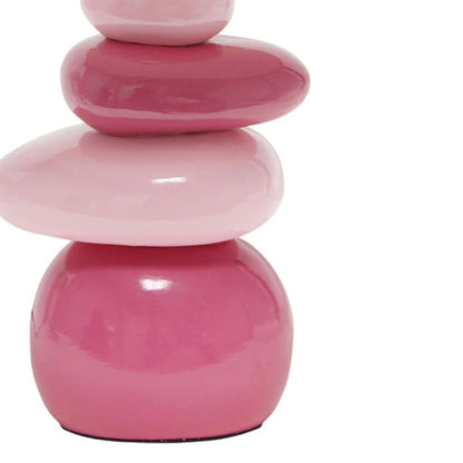 18" Dark Pink And Light Pink Ceramic Novelty Table Lamp LED With Dark Pink And Light Pink Empire Shade