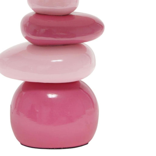 18" Dark Pink And Light Pink Ceramic Novelty Table Lamp LED With Dark Pink And Light Pink Empire Shade