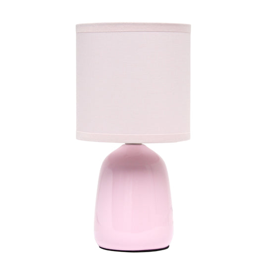 10" Light Pink Ceramic Round Table Lamp With Light Pink Drum Shade