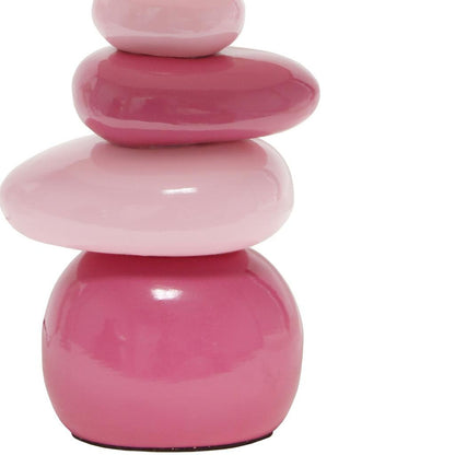 18" Dark Pink And Light Pink Ceramic Novelty Table Lamp LED With Dark Pink And Light Pink Empire Shade