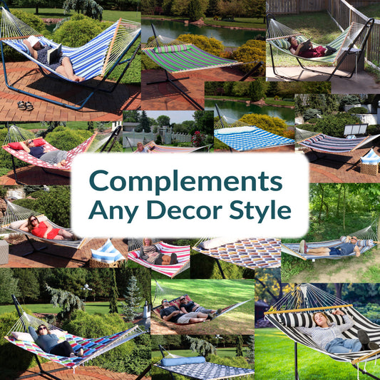 Light Blue And Dark Blue Striped Double Hammock