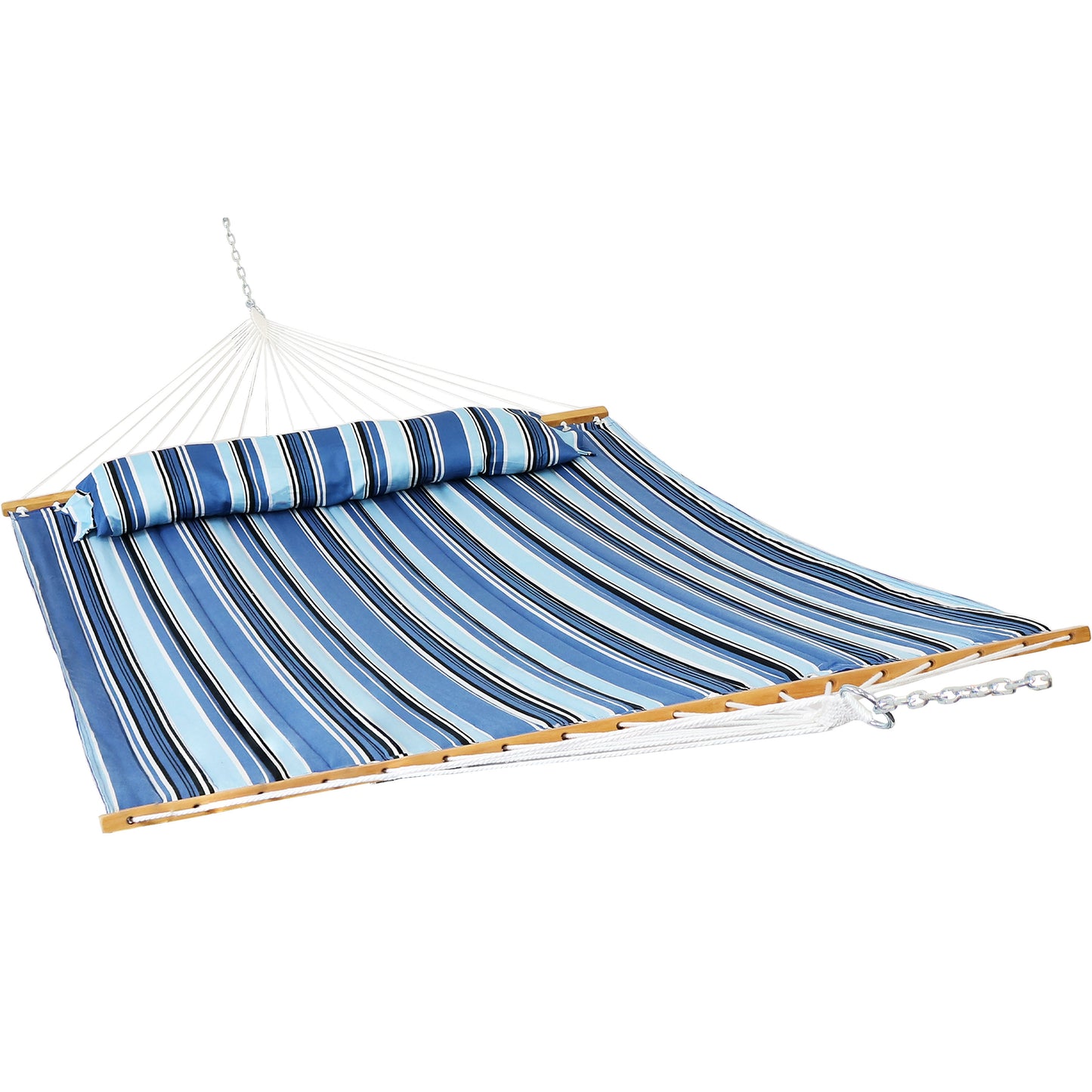 Light Blue And Dark Blue Striped Double Hammock