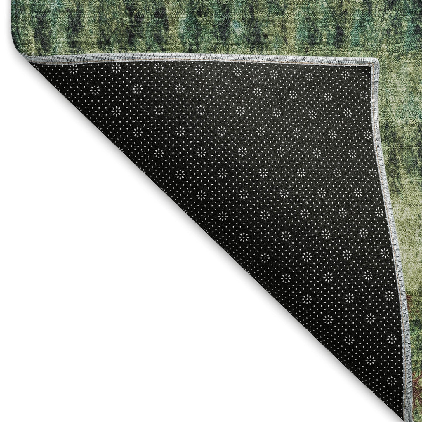3' X 5' Fern Green And Gray Striped Washable Indoor Outdoor Area Rug