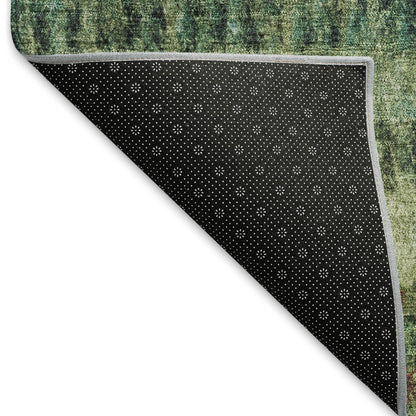 3' X 5' Fern Green And Gray Striped Washable Indoor Outdoor Area Rug