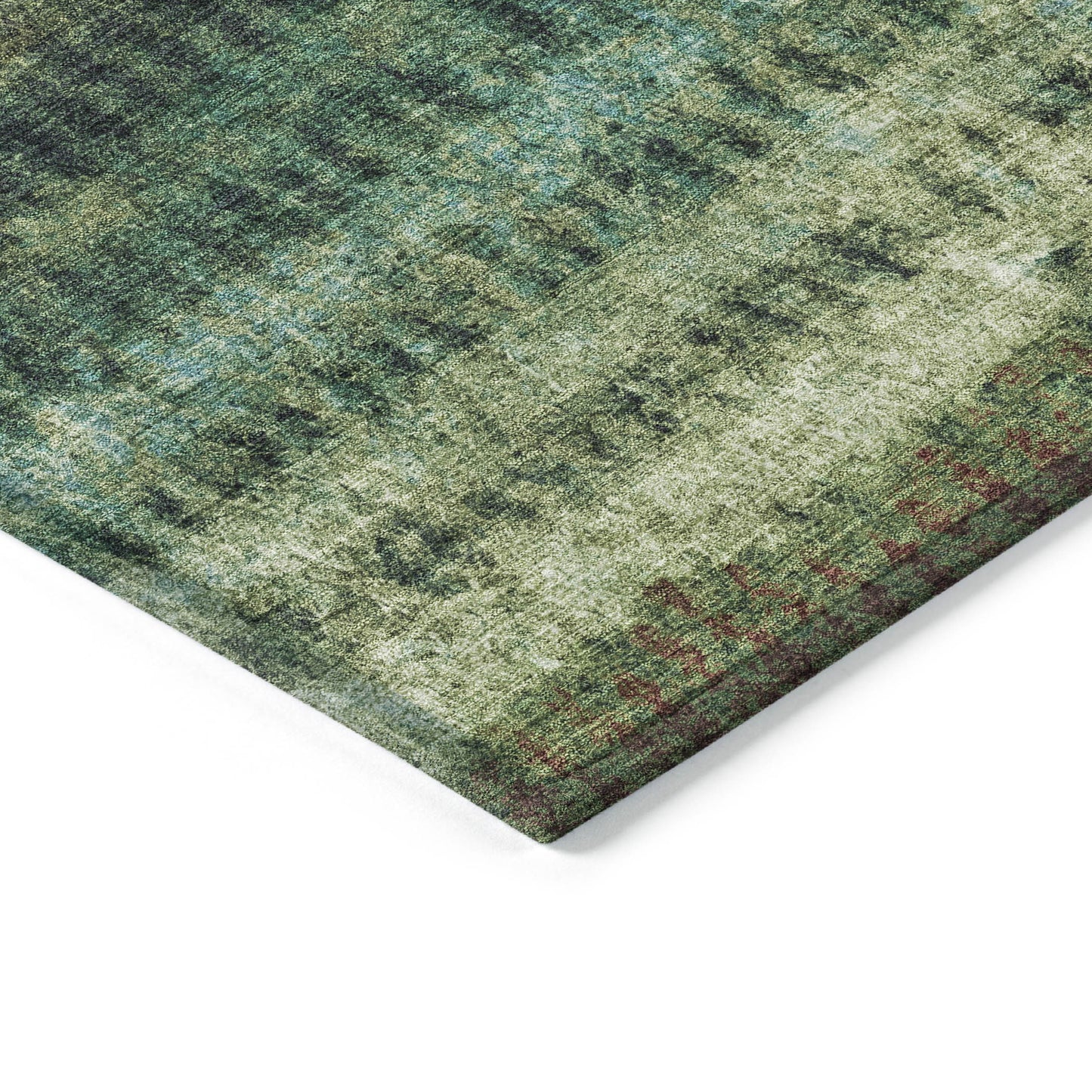 3' X 5' Fern Green And Gray Striped Washable Indoor Outdoor Area Rug