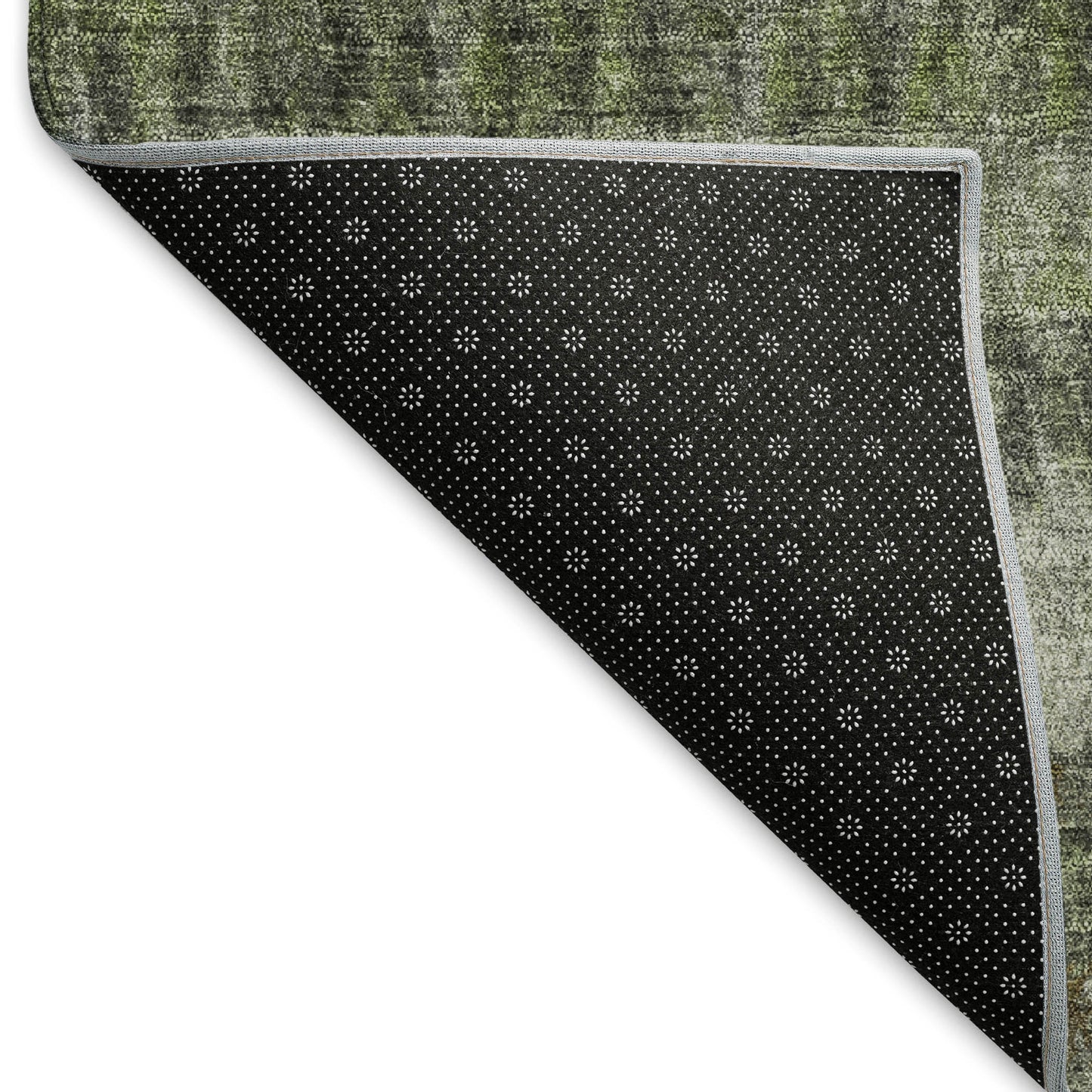 10' X 14' Olive Green And Gray Striped Washable Indoor Outdoor Area Rug