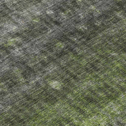 10' X 14' Olive Green And Gray Striped Washable Indoor Outdoor Area Rug
