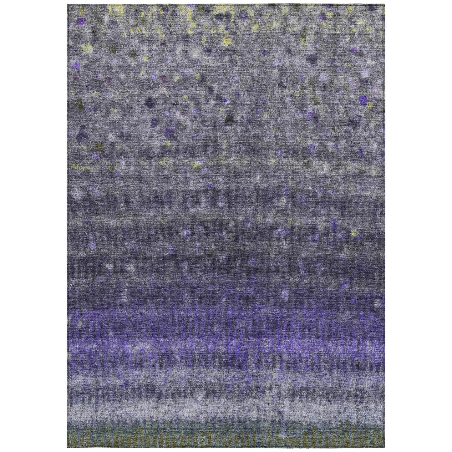 10' X 14' Purple And Gray Striped Washable Indoor Outdoor Area Rug