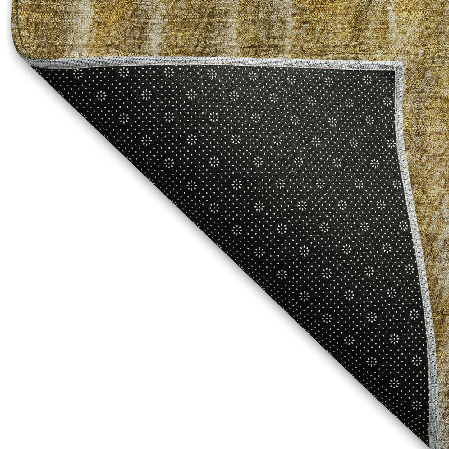 3' X 5' Gold Beige And Gray Abstract Washable Indoor Outdoor Area Rug