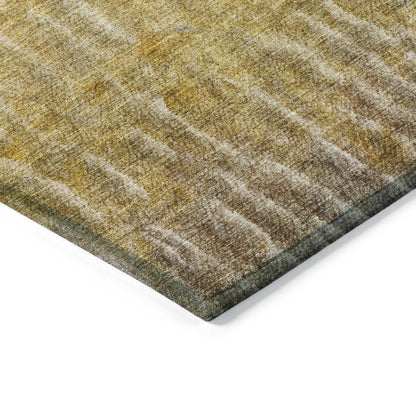 3' X 5' Gold Beige And Gray Abstract Washable Indoor Outdoor Area Rug