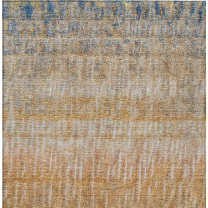 10' X 14' Orange Blue And Beige Abstract Washable Indoor Outdoor Area Rug