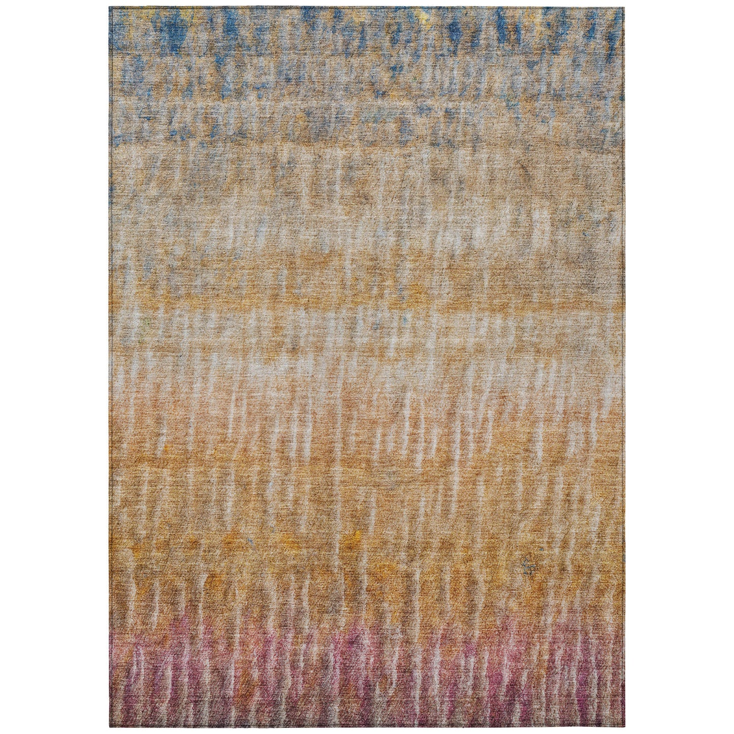 10' X 14' Orange Blue And Beige Abstract Washable Indoor Outdoor Area Rug
